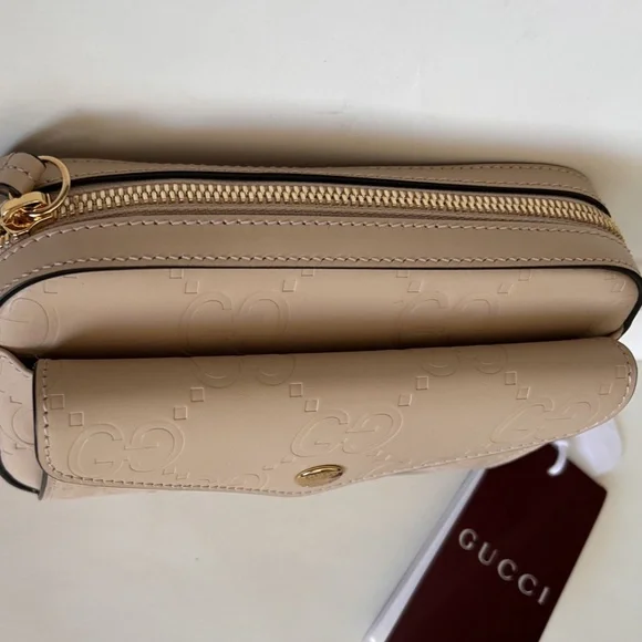 GUCCI Gilbert Calfskin Leather Mini Envelope Beige Crossbody Bag NIB 781554 - Picture 8 of 15